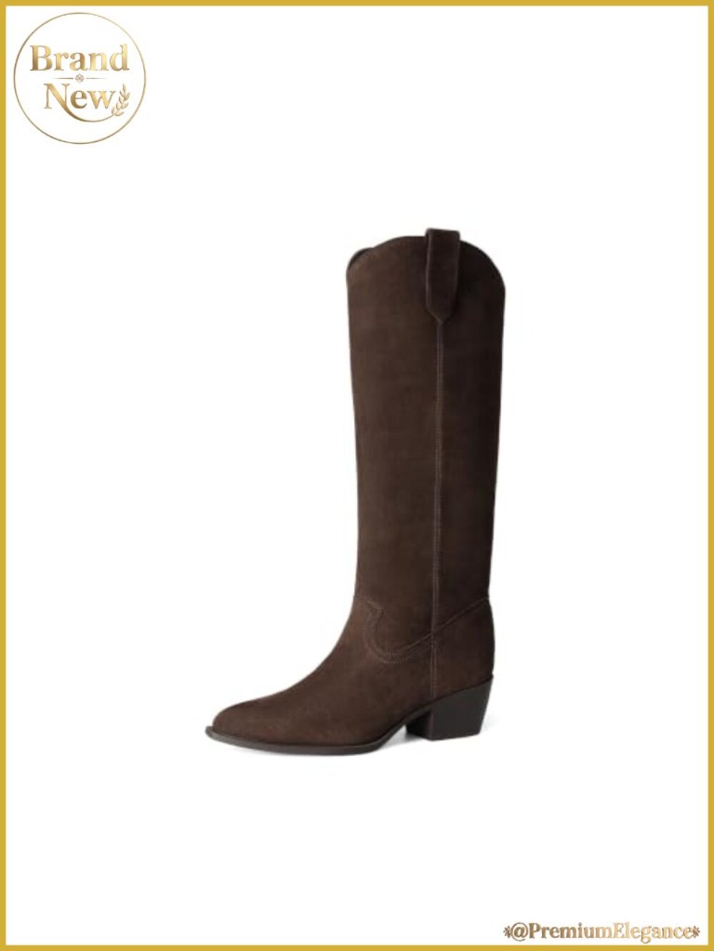 Suede Western Knee High Boots Pointed Toe Pull On Cushioned Women's